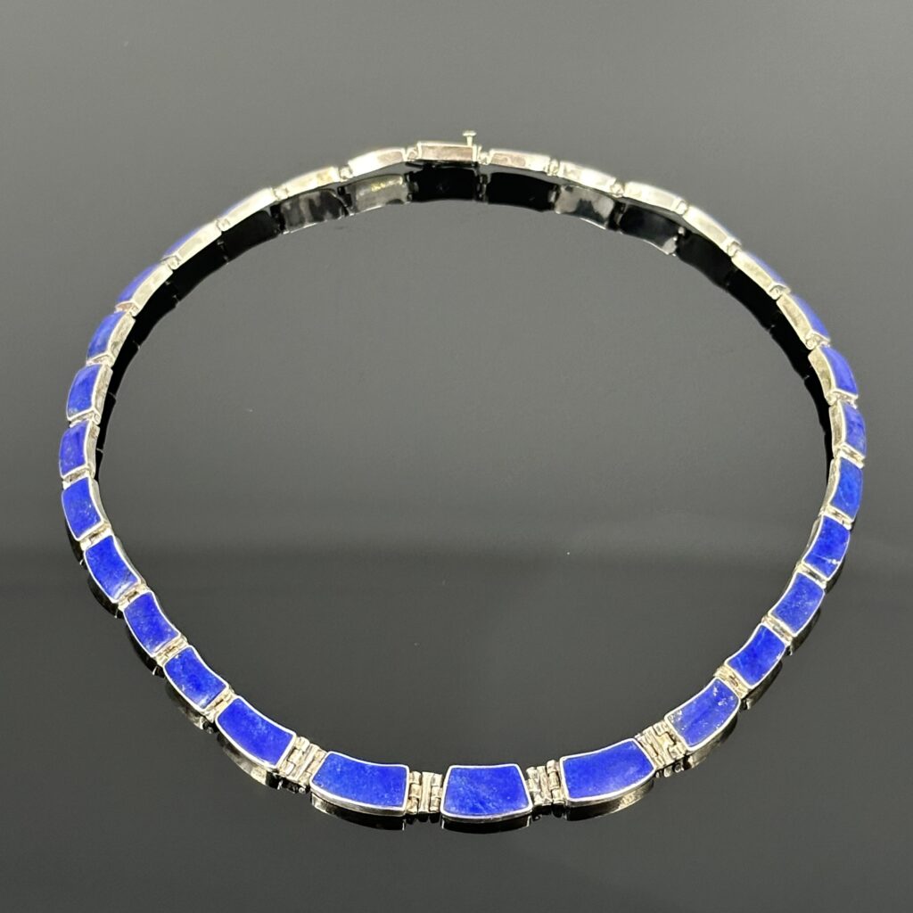 Srebrny naszyjnik Art Deco z Lapis Lazuli