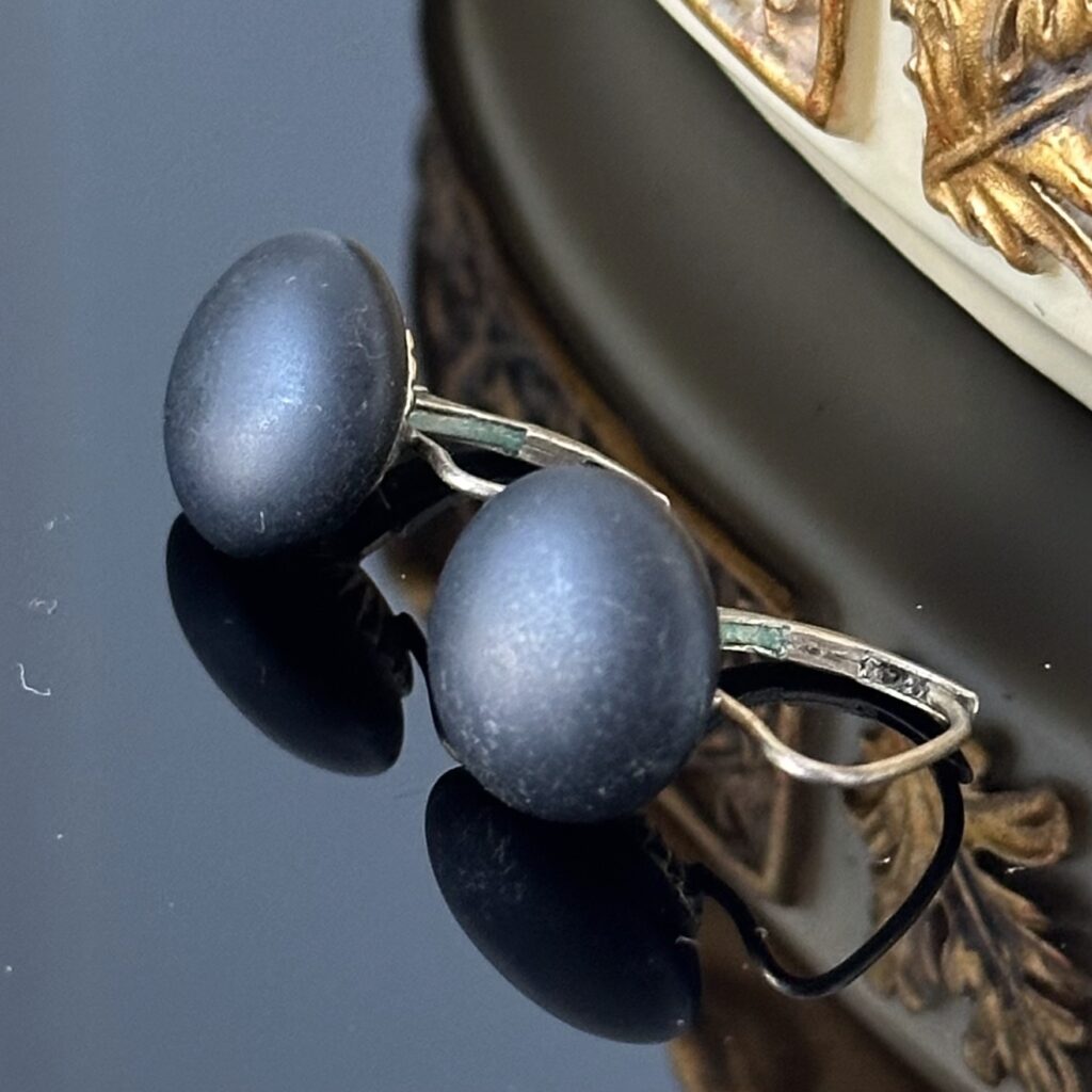 Oryginalne XIX wieczne kolczyki z Onyksem