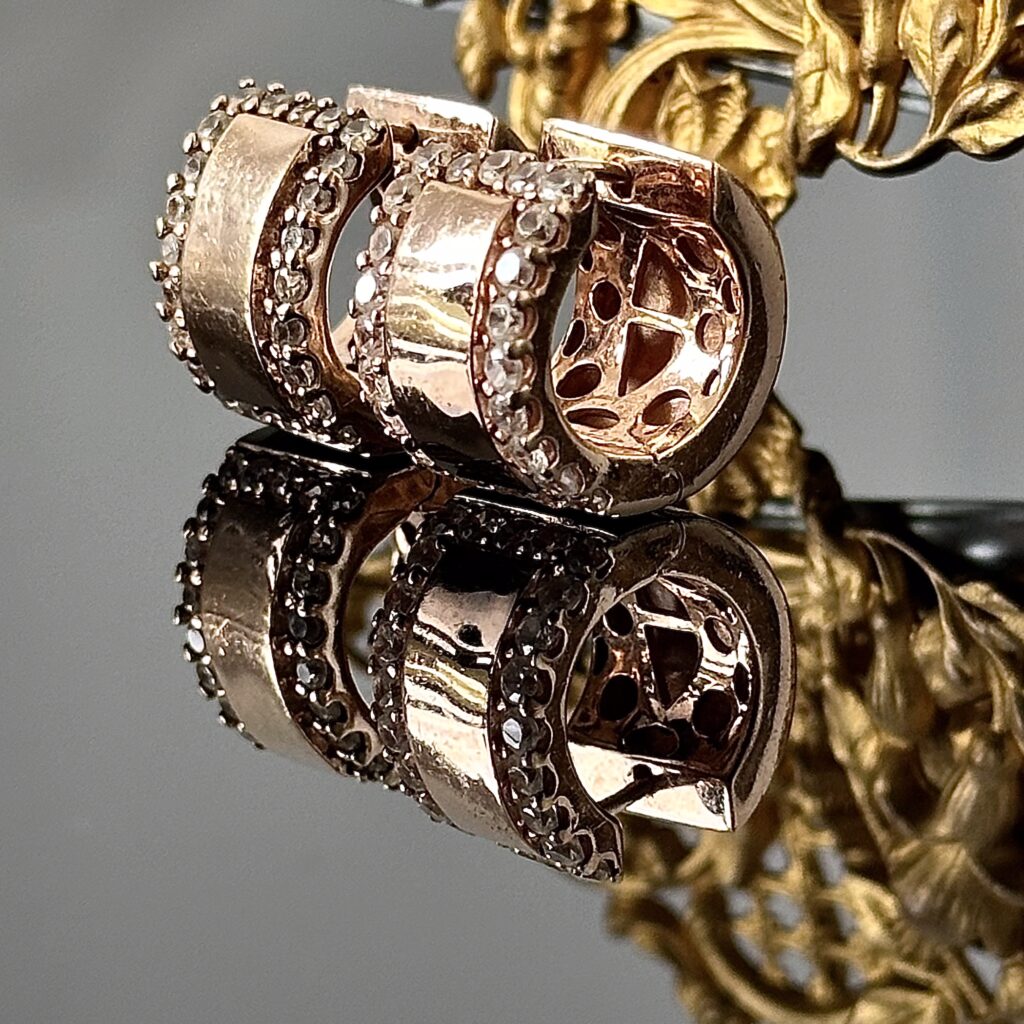 Srebrne pozłacane kreole z Cyrkoniami